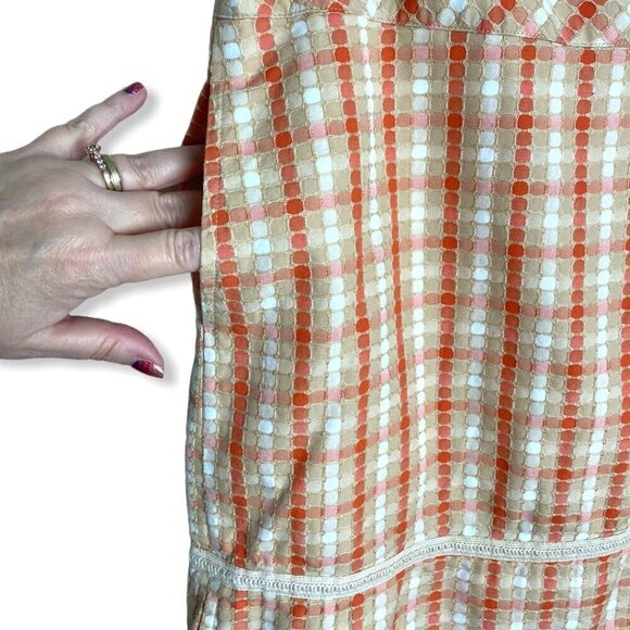 Greg Norman 100% Cotton Golf Skort Modern Checked Pattern in Orange Womens Sz 4 - Picture 3 of 10